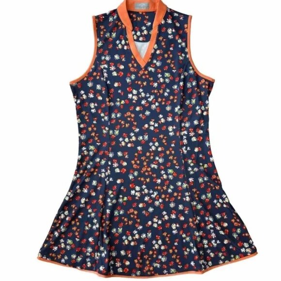 Callaway Blue and Orange Sleeveless V-Neck Sundress - Picture 3 of 10